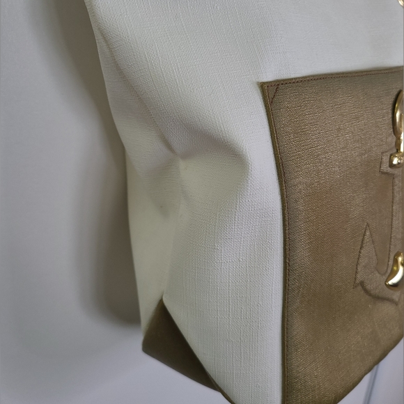 Rodo - Vintage Nautical Gold and White Bag with Rope Handles - Picture 6 of 13